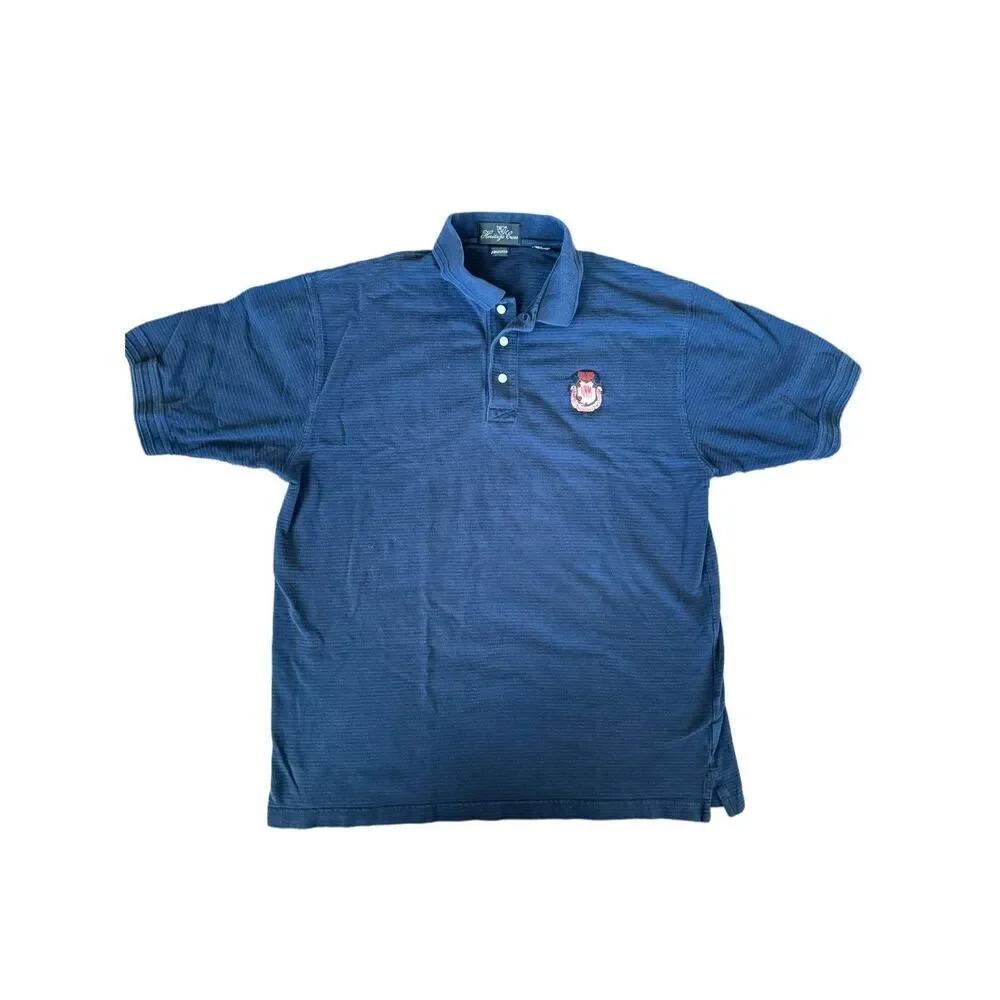 Heritage Cross Pima cotton men’s navy blue polo shirt NMMI large short sleeve